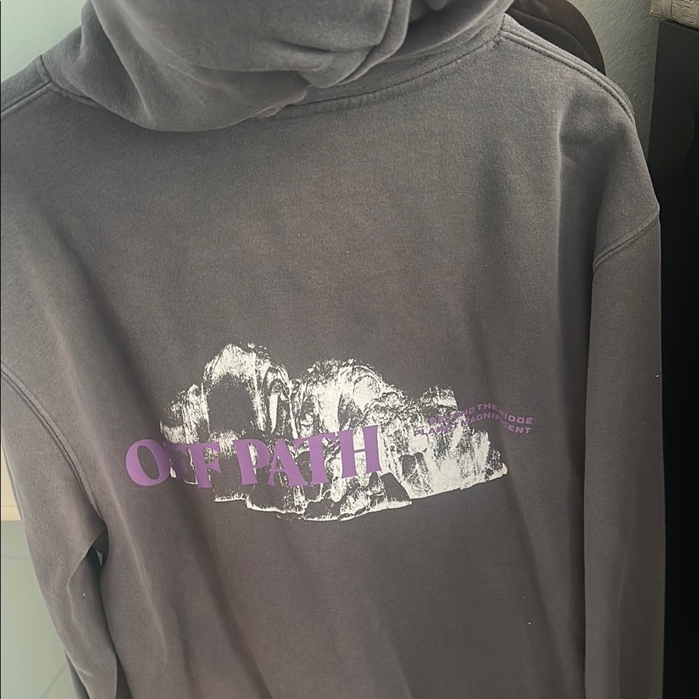 H&M Dark Gray Hoodie with Purple Graphic